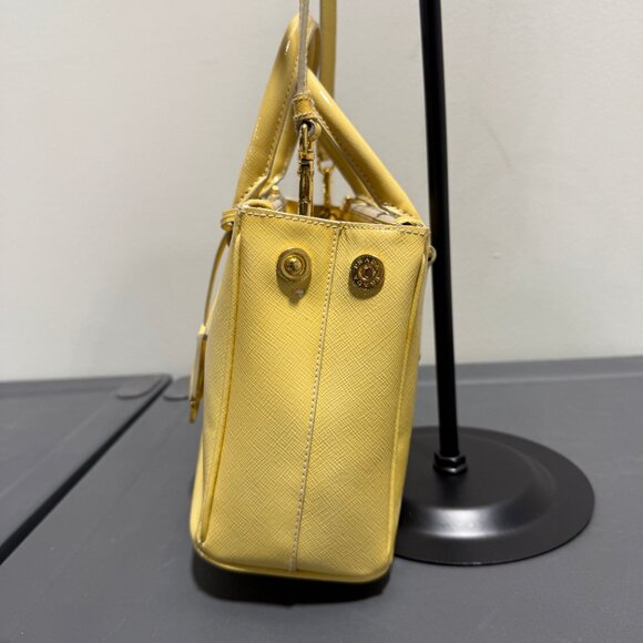 Prada Saffiano Small Gallria Double Zip Yellow Tote Bag - Picture 4 of 8